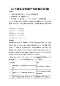 【道德与法治】2025年江苏省无锡市滨湖区中考二模试题（解析版）