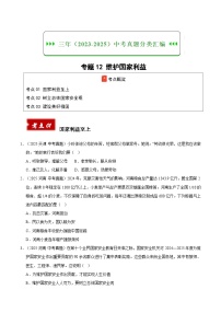 三年（2023-2025）中考道德与法治真题分类汇编：专题12 维护国家利益（原卷版）