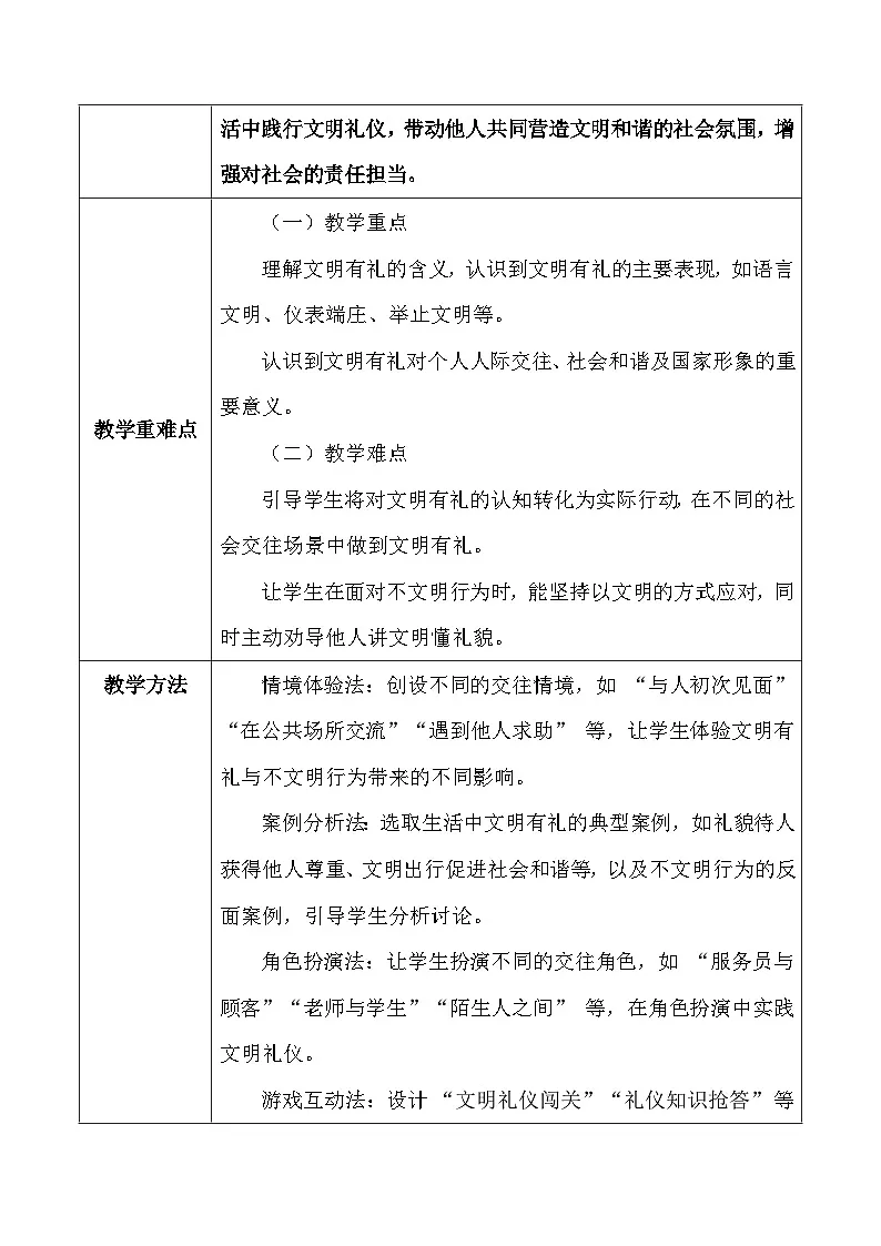 统编版(2024)八年级上册道德与法治5.1 文明有礼 教案第2页