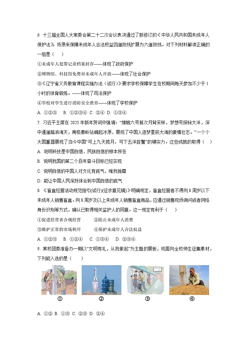 2025年辽宁省朝阳市凌源市中考三模道德与法治试卷(学生版)第2页