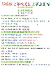 2024版人教版七年级上册期末道法知识点汇总