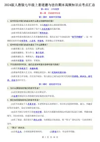 2024版人教版七年级上册道德与法治期末高频知识点考点汇总