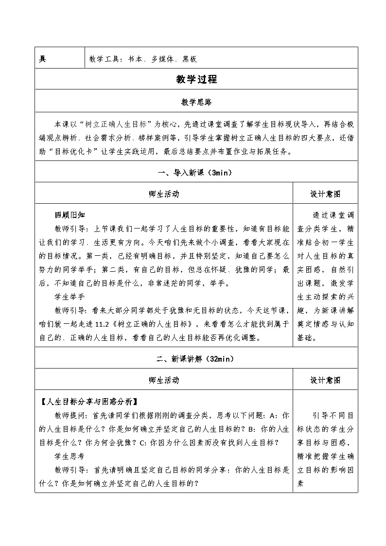 11.2《树立正确的人生目标》教学设计(拾玖的道法世界)第2页