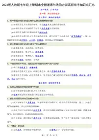 2024版人教版七年级上册期末全册道德与法治必背高频常考知识点汇总