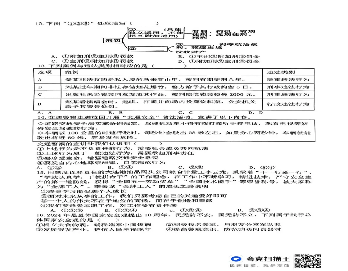 山东省临沂市郯城县2024-2025学年八年级上学期12月期末道德与法治试题第2页