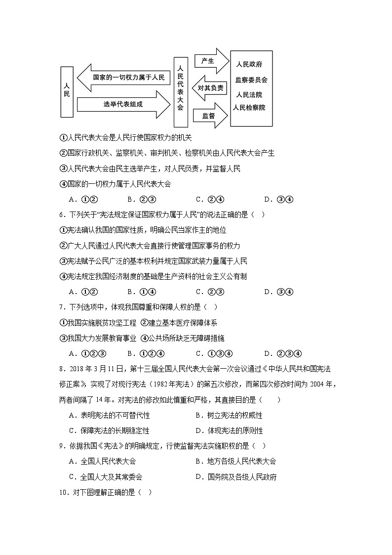 人教版部编初中道法八下第一次(3月)月考试卷-含答案第2页