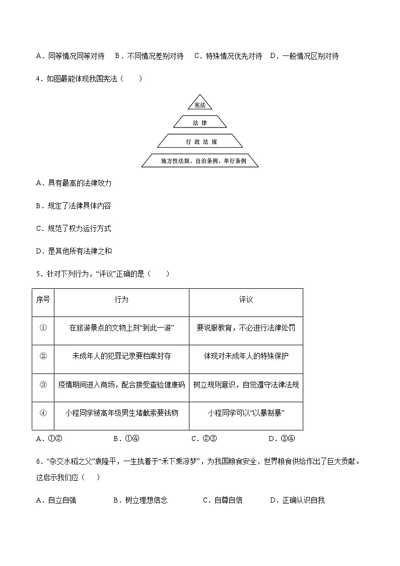 2024年中考道德与法治(徐州)第一次模拟考试(含答案)第2页