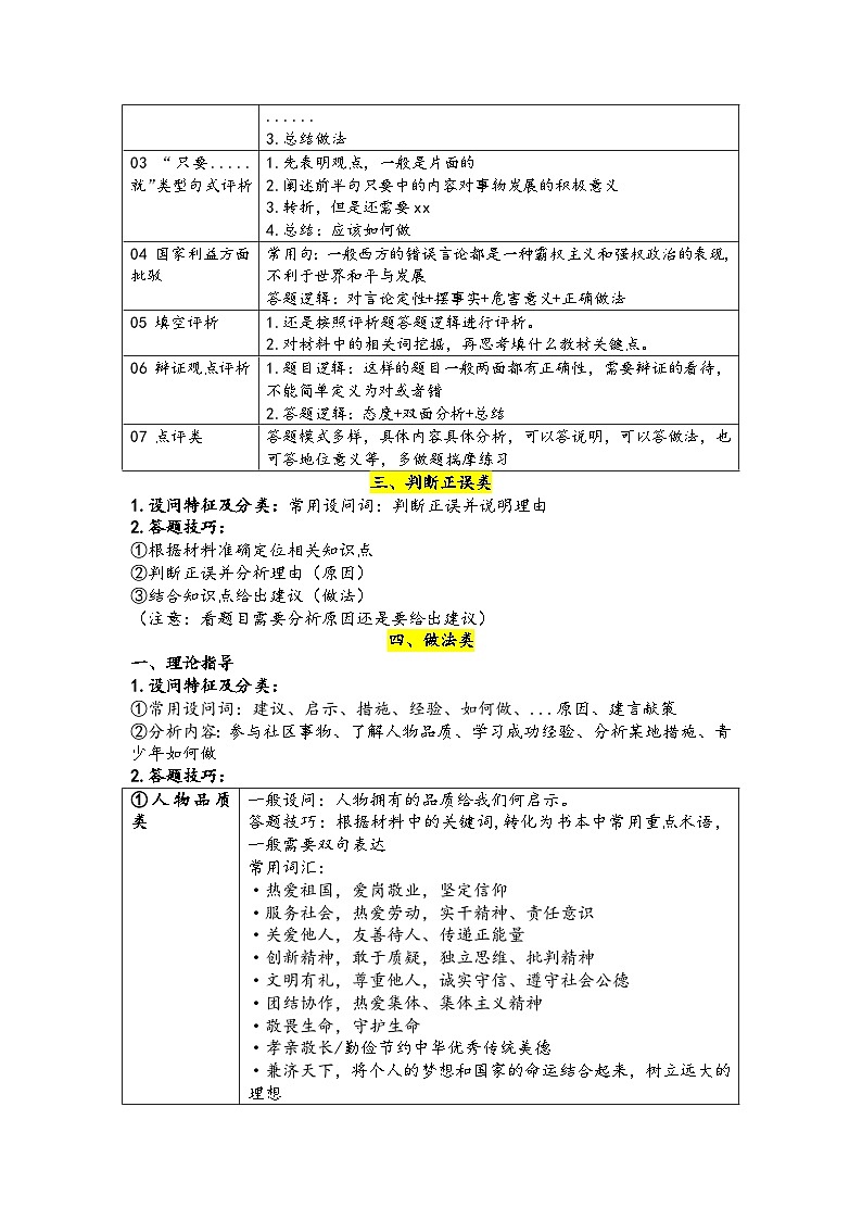 分析题答题技巧总结 学案 2026年中考 道德与法治 一轮复习 统编版第3页