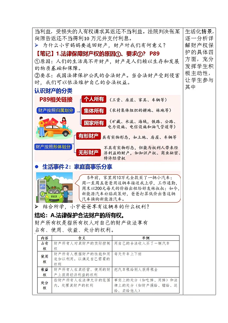 部编人教版初中道德与法治七年级下册10.3 保障财产权(教案设计)第2页