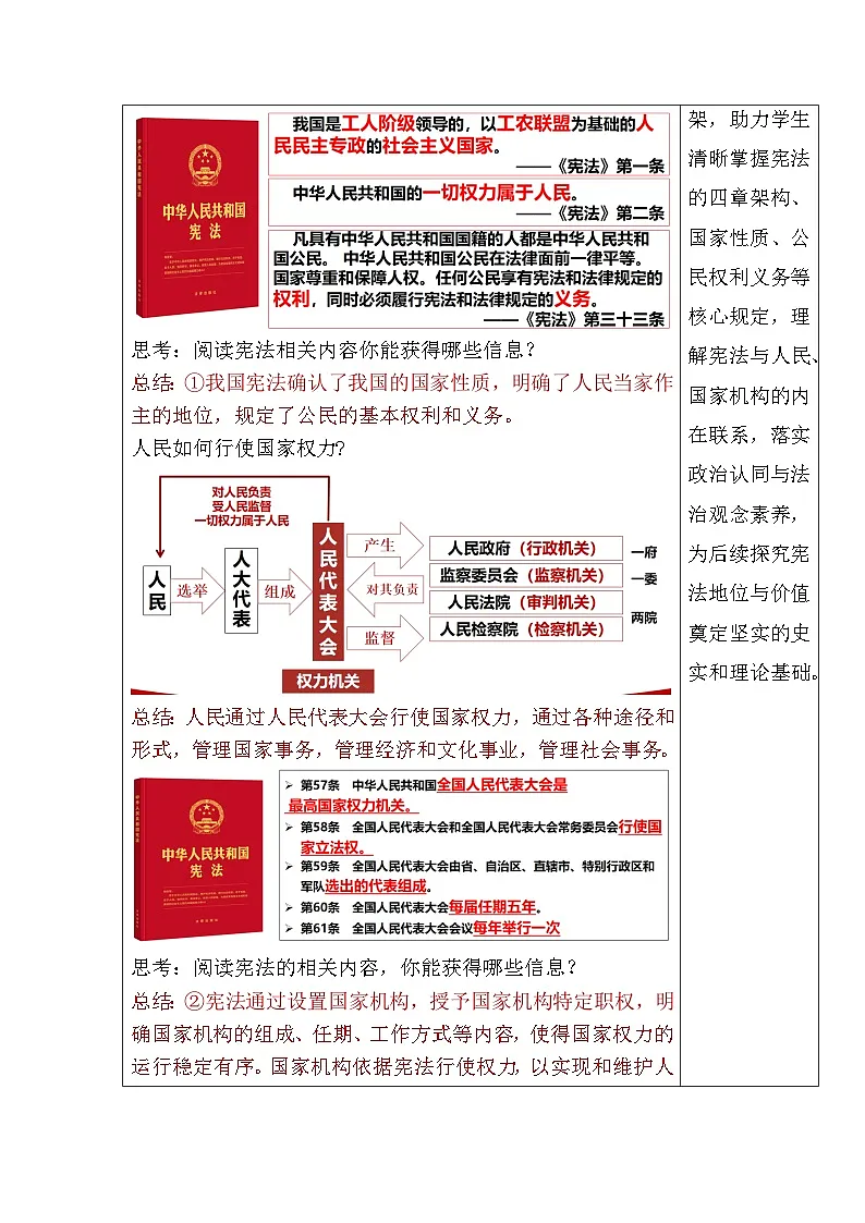 1.2 宪法的内容和作用(教学设计) 2025-2026学年统编版道德与法治八年级下册第3页