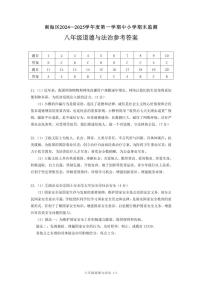 广东省佛山市南海区度第一学期初中期末监测八年级道德与法治答案