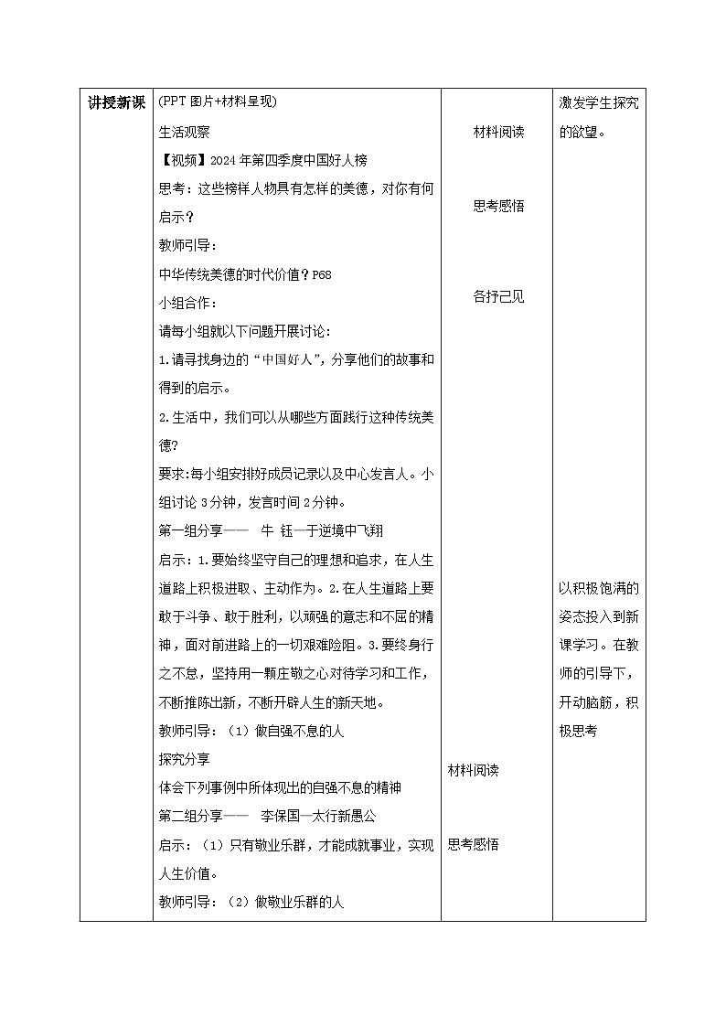 8.2做中华传统美德的践行者(教学设计)-初中道德与法治统编版(2024)七年级下册第2页