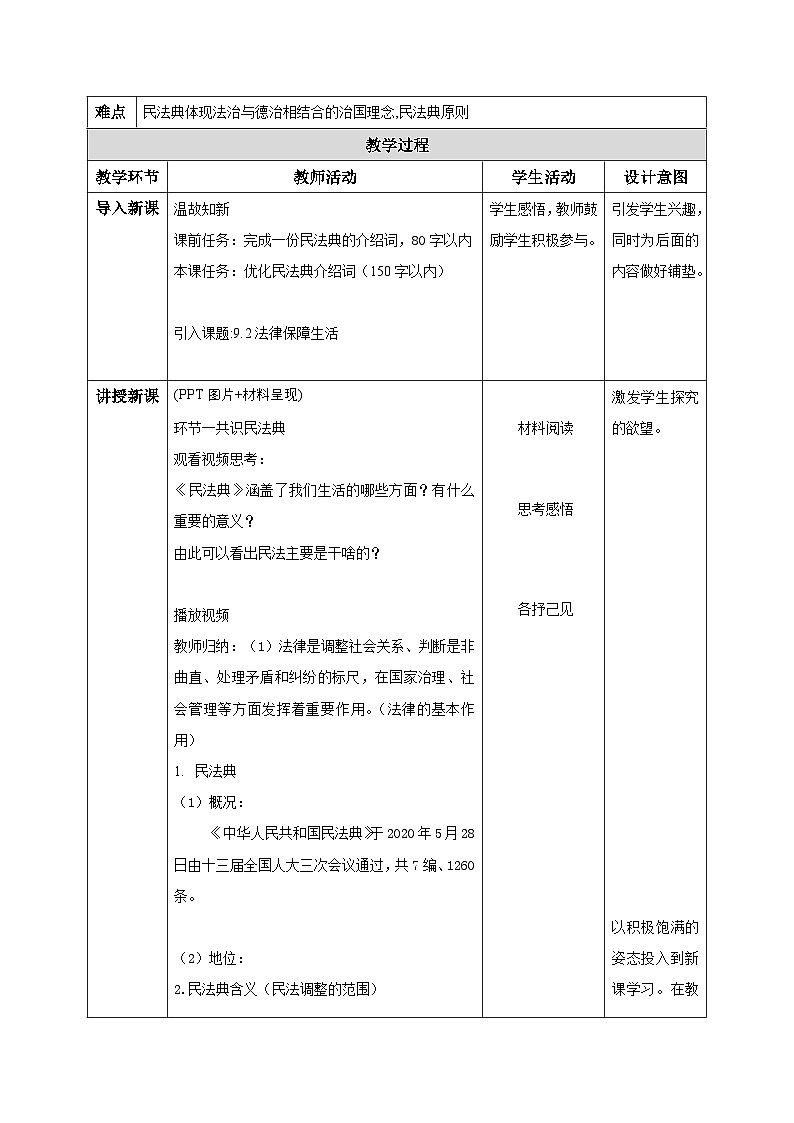 10.1认识民法典(教学设计)-初中道德与法治统编版(2024)七年级下册第2页
