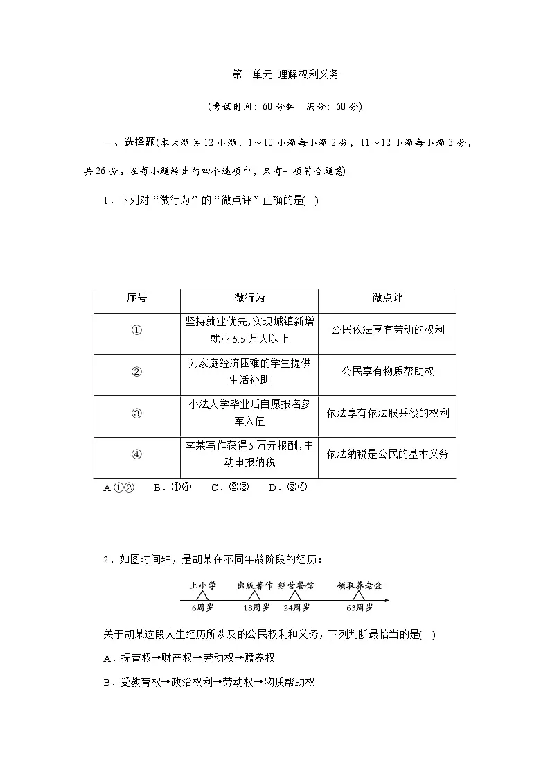 第二单元 理解权利义务 - 学生版第1页
