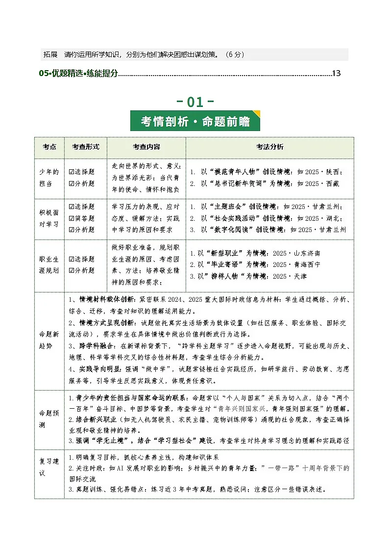 专题07 走向未来的少年(复习讲义)2026年中考道德与法治一轮复习讲练测含答案第2页