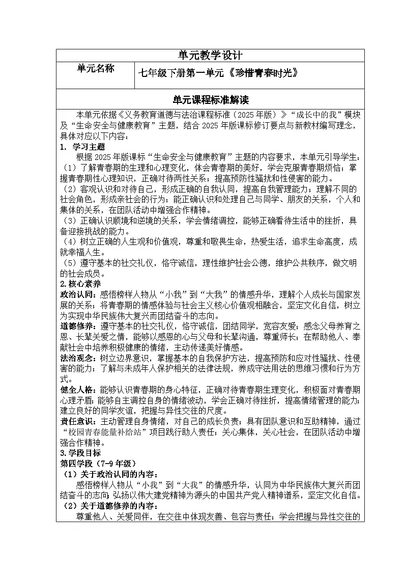 部编人教版初中道德与法治七年级下册2.2学会管理情绪 教学设计第1页