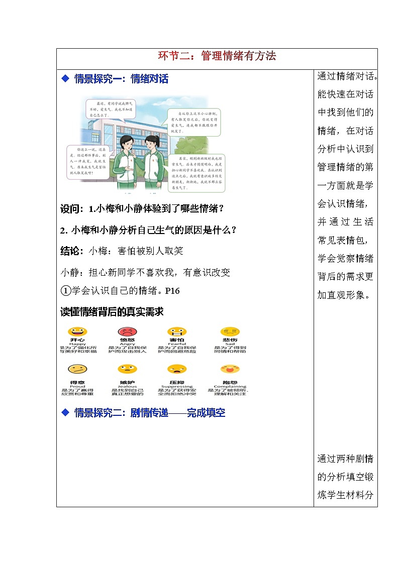 2.2 学会管理情绪(教学设计) 2025-2026学年统编版道德与法治七年级下册第3页