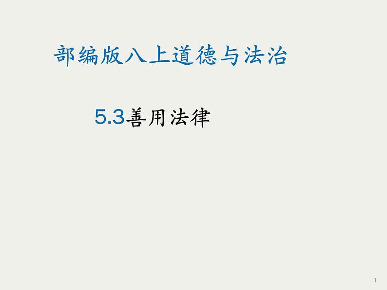 人教版道德与法治八年级上册 5.3 善用法律 (共25张PPT)课件第1页