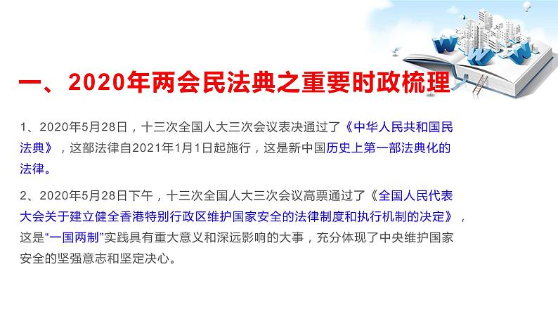 2020年中考道德与法治专题二十三 2020年两会之社会生活百科全书《民法典》复习课件02
