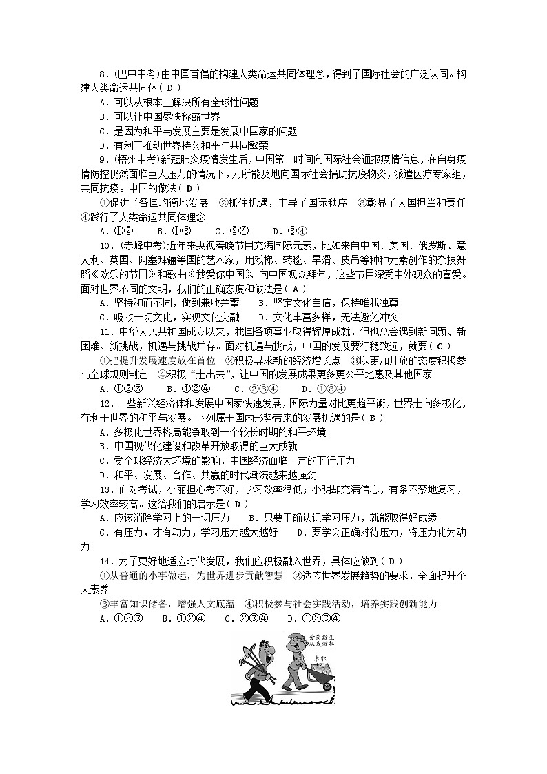 九年级道德与法治下学期期末综合检测题(一)新人教版20210113226第2页