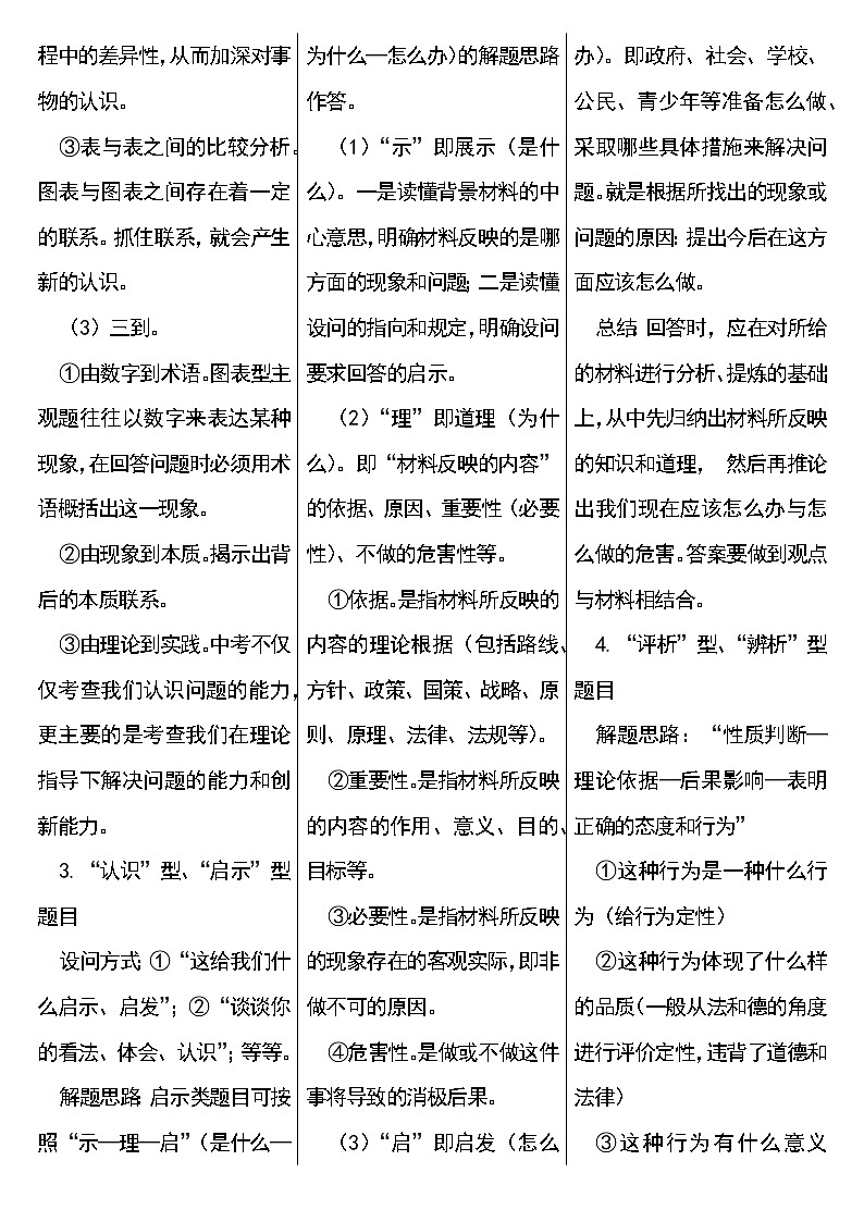 中考道德与法治解题思路和答题模板第3页