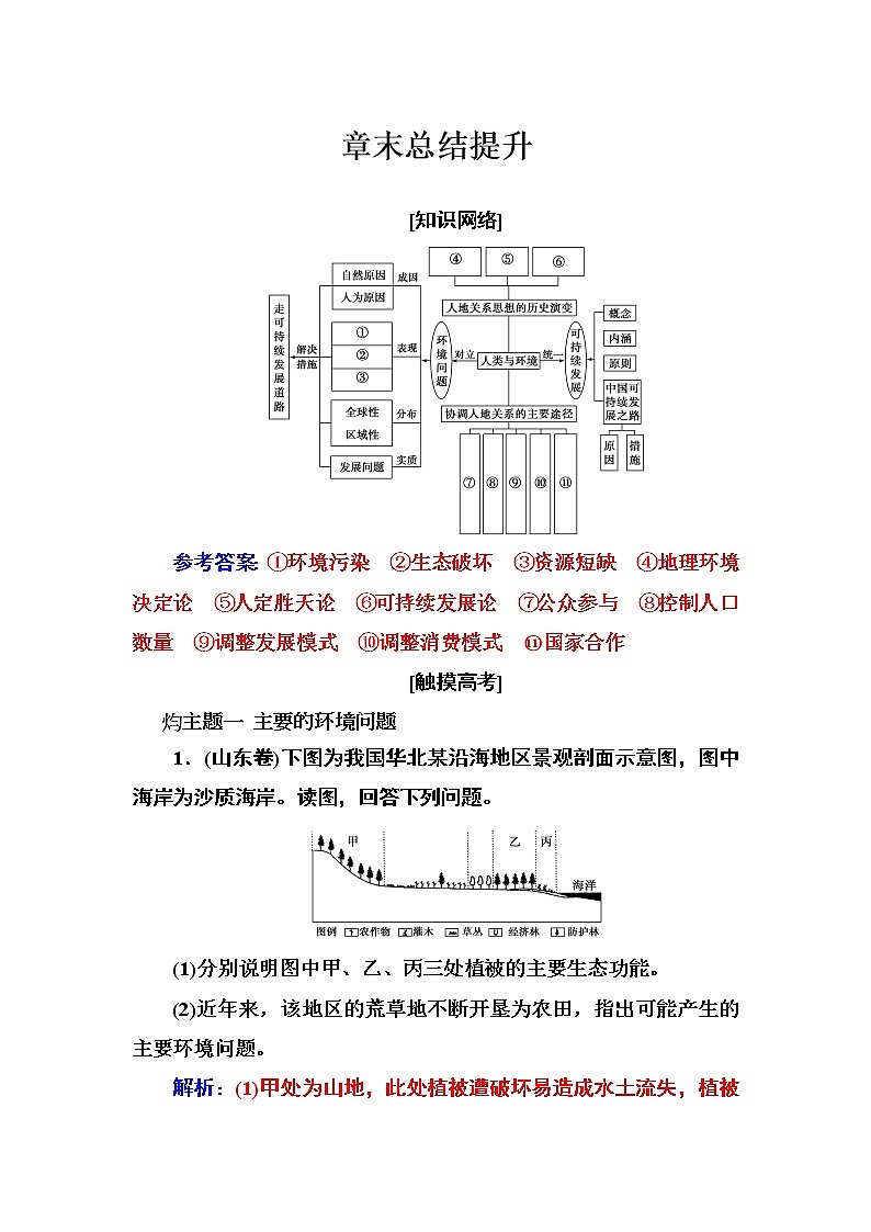2016-2017年高中地理人教版必修2习题:章末总结提升6 Word版含解析第1页