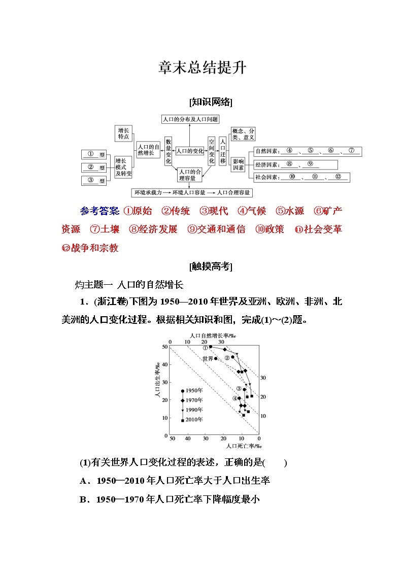 2016-2017年高中地理人教版必修2习题：章末总结提升1 Word版含解析01