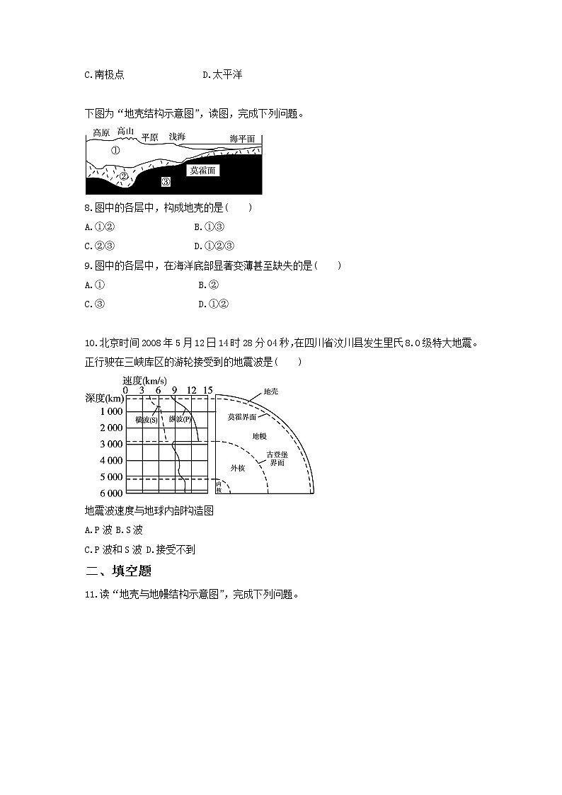 高中地理必修一同步练习:1.2《地球的圈层结构》1 Word版含答案第2页