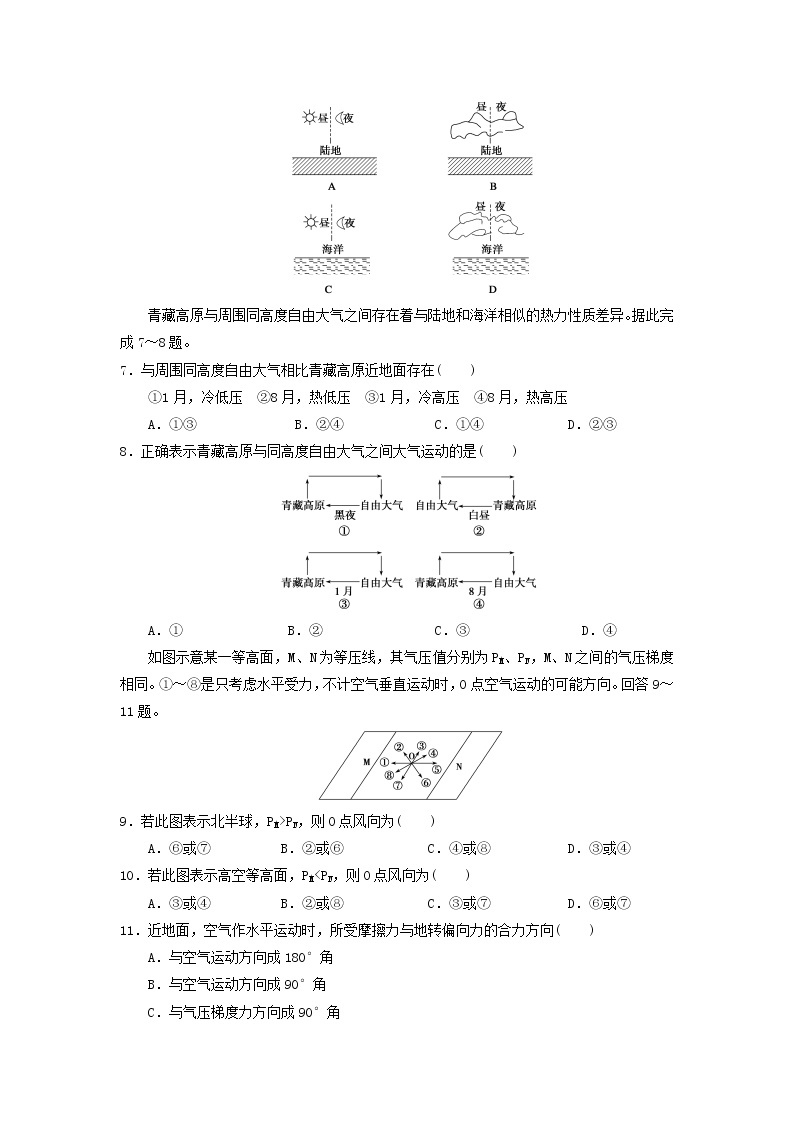 高中地理必修一同步练习：2.1《冷热不均引起大气运动》2 Word版含答案02