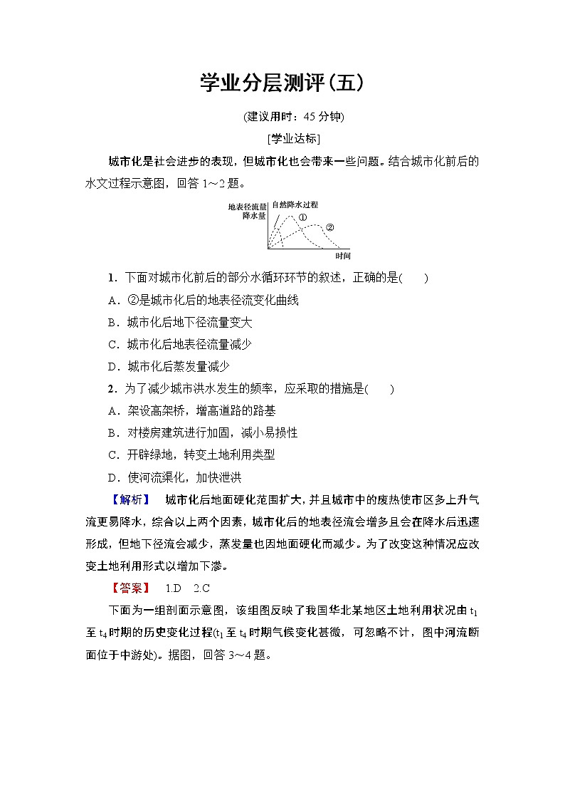 2016-2017学年高中地理人教版选修五学业分层测评 第1章 第3节 人类活动对自然灾害的影响第1页