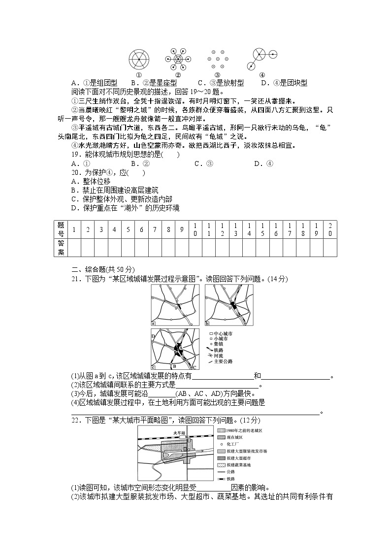 高二地理人教版选修4章末检测：第二章　城乡合理布局与协调发展03