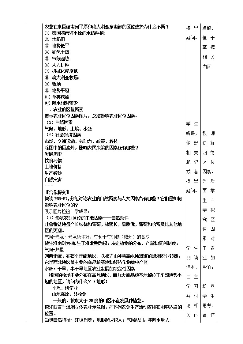 3.1农业区位因素及其变化 教学设计第2页