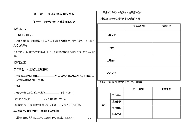 1.1地理环境对区域发展的影响学案01