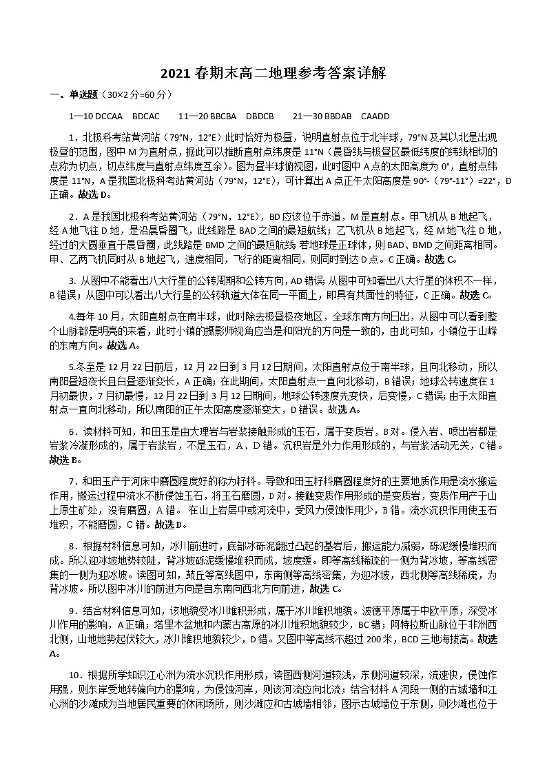 2020-2021学年河南省南阳市高二下学期期末考试地理试题 PDF版01