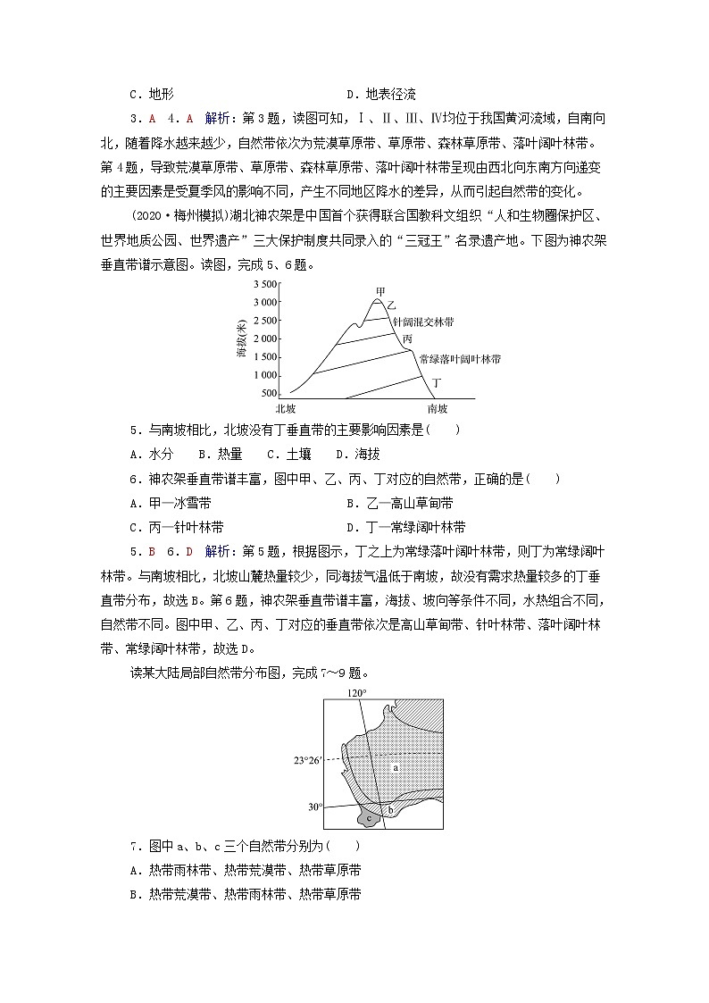 高考地理一轮复习课时质量评价21自然地理环境的地域分异规律含解析中图版 试卷02