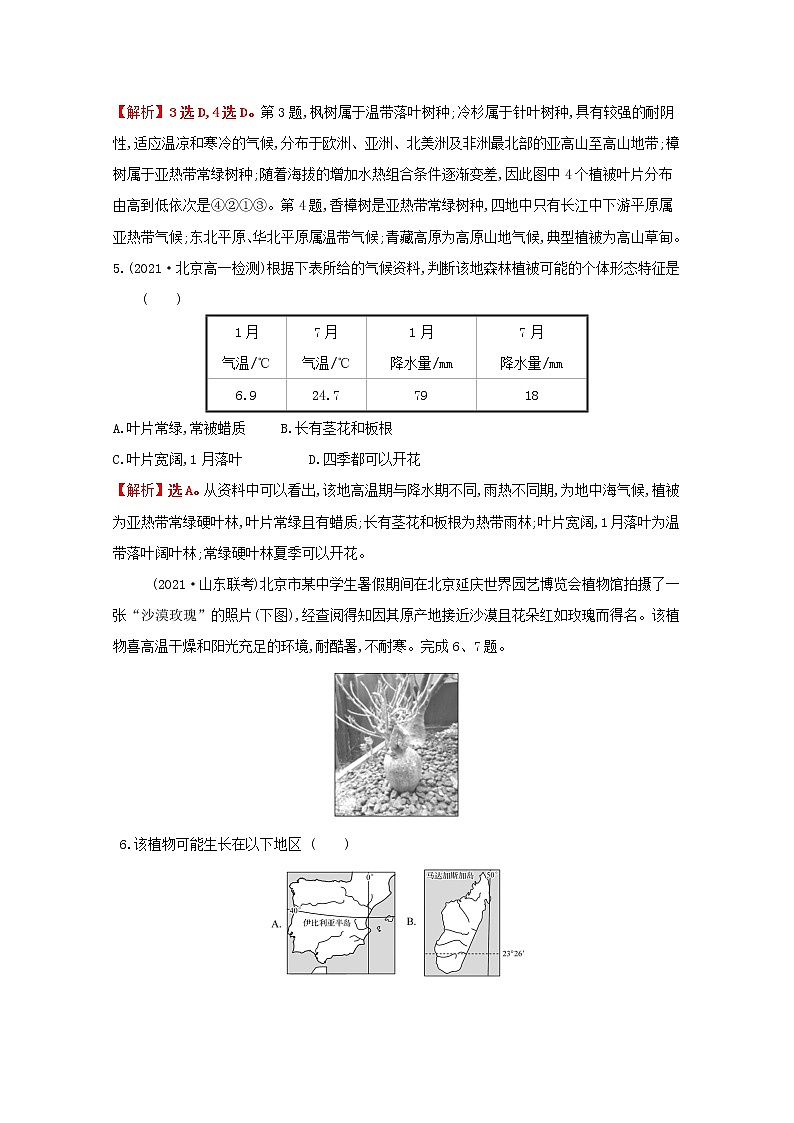 2021_2022学年新教材高中地理第二单元从地球圈层看地表环境第三节生物圈与植被课时评价含解析鲁教版必修1第2页