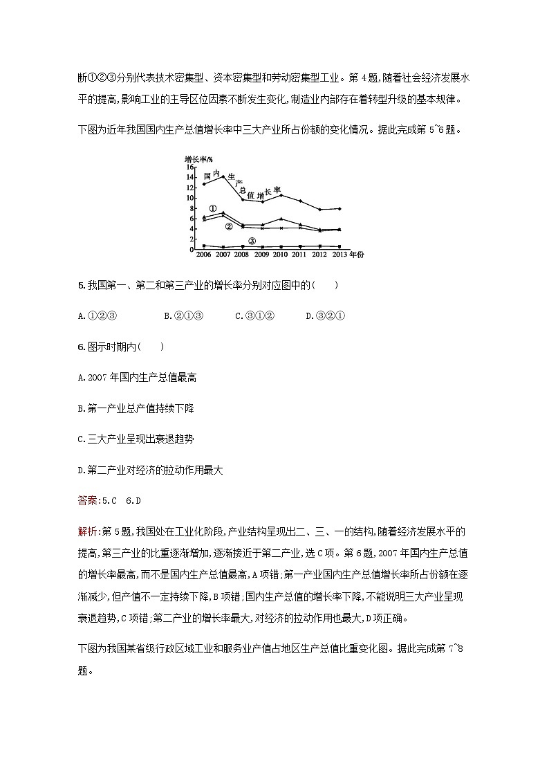 高考地理一輪復習考點規(guī)范練33區(qū)域工業(yè)化與城市化含解析新人教版第3頁
