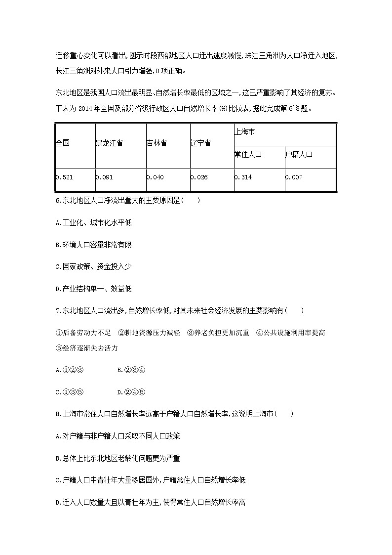 高考地理一轮复习第七章人口的变化检测含解析新人教版第3页