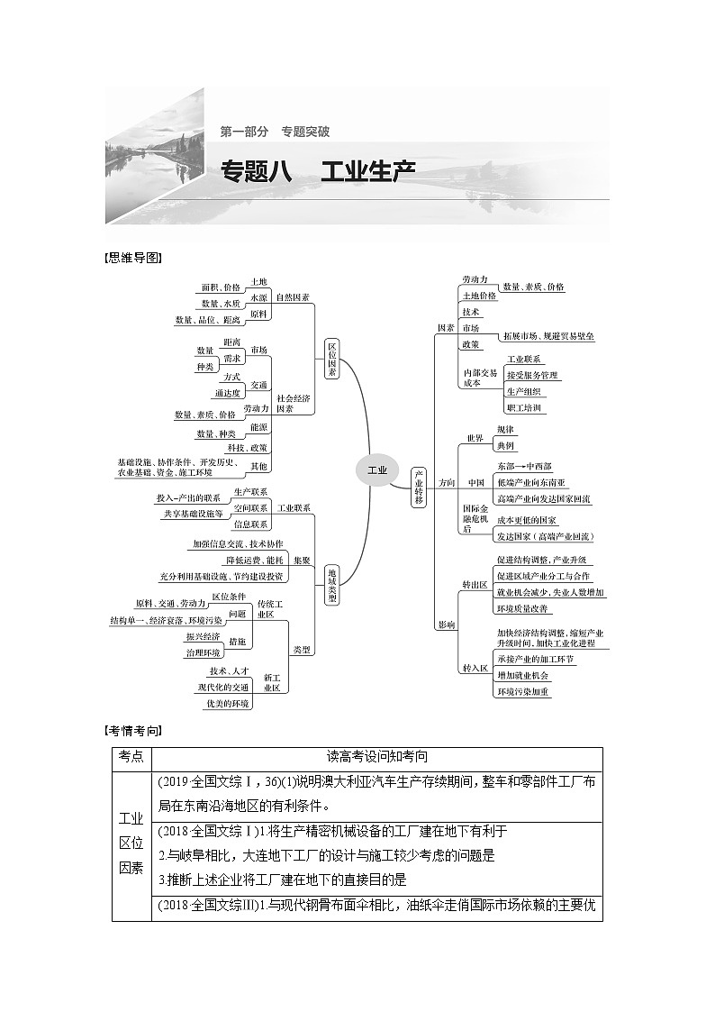 2022届高中地理二轮专题复习高考必练必备 专题八 考点1 工业区位因素学案第1页