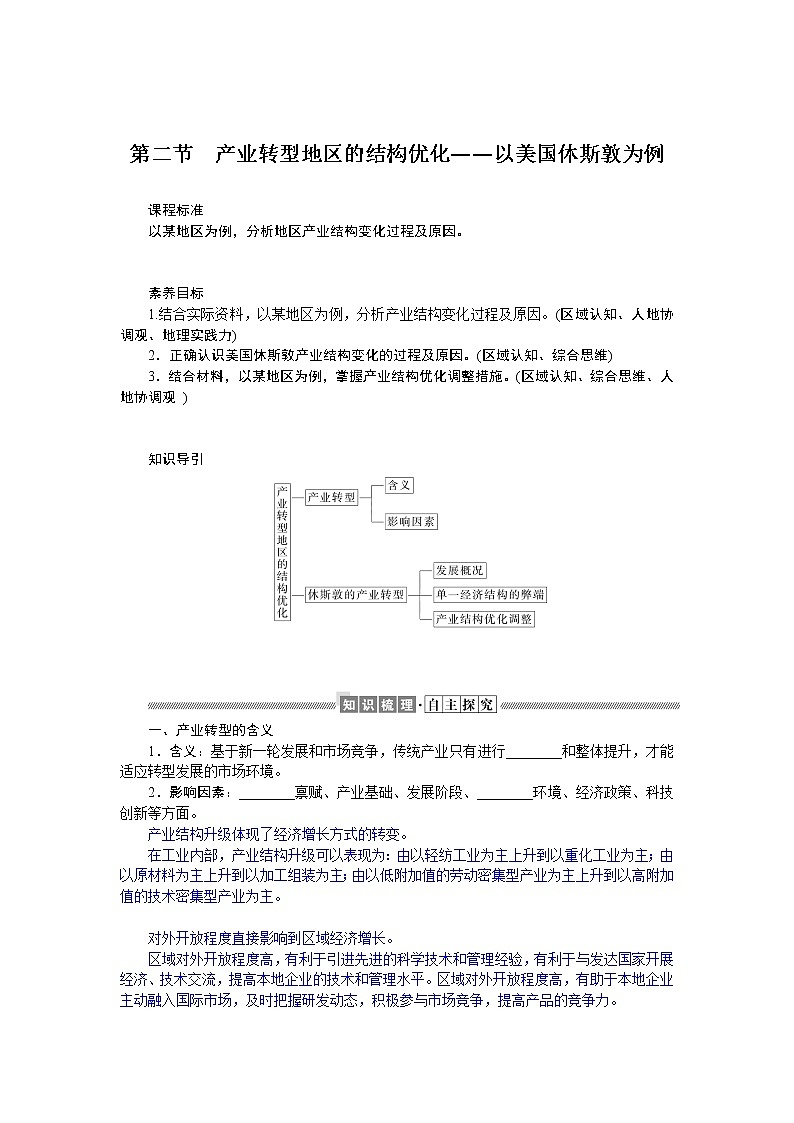 2021-2022学年新教材湘教版地理选择性必修二学案:2.2+产业转型地区的结构优化——以美国休斯敦为例+Word版含答案第1页