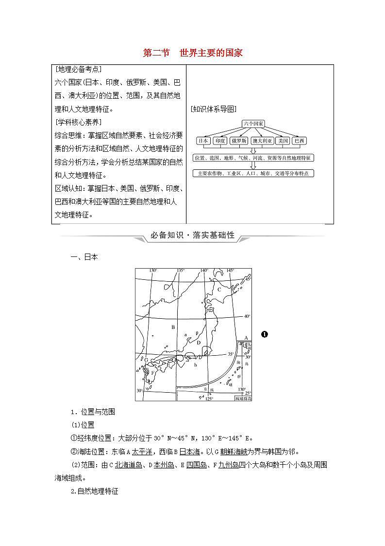 高考地理一轮复习第20章世界地理第2节世界主要的国家学案中图版第1页