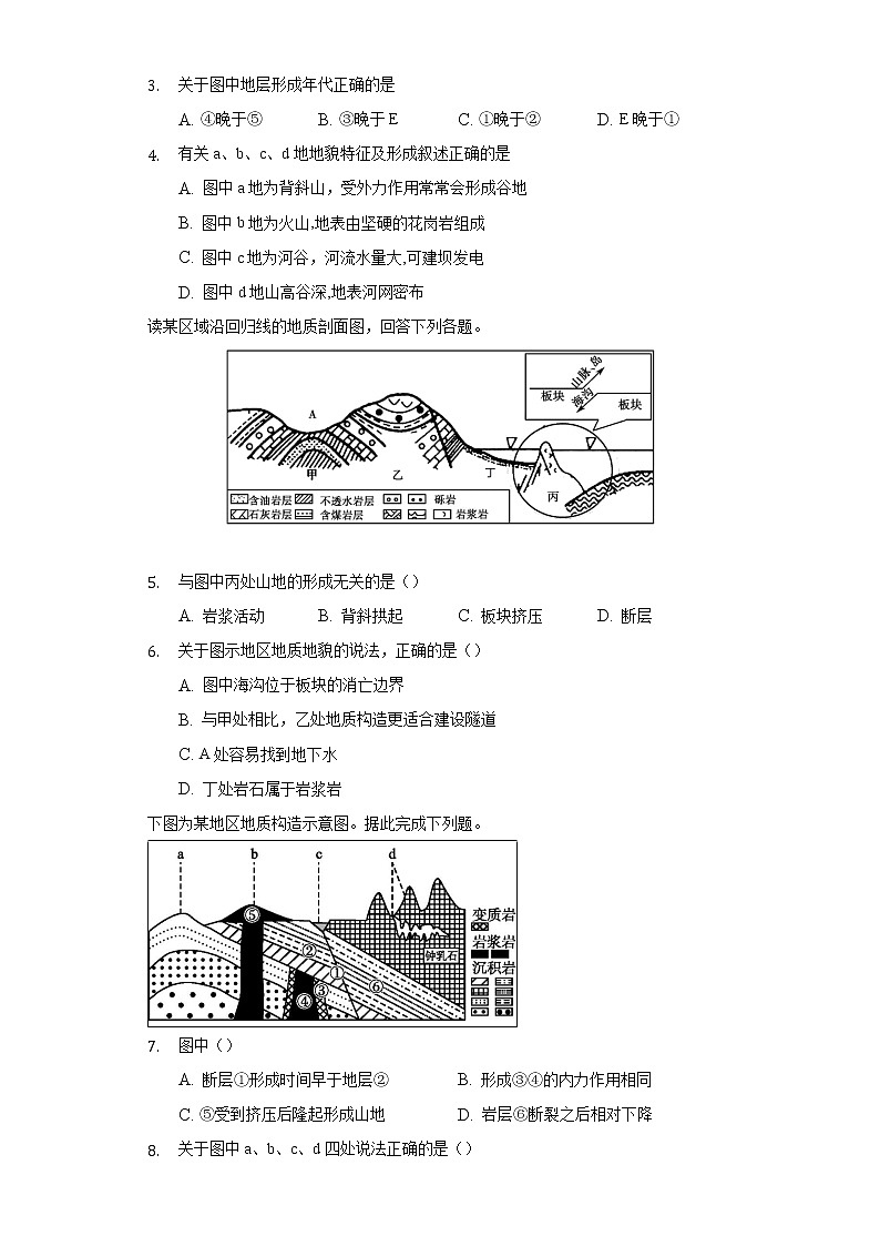 2.1塑造地表形態(tài)的力量 同步練習  人教版（2019）高中地理選擇性必修第一冊第2頁