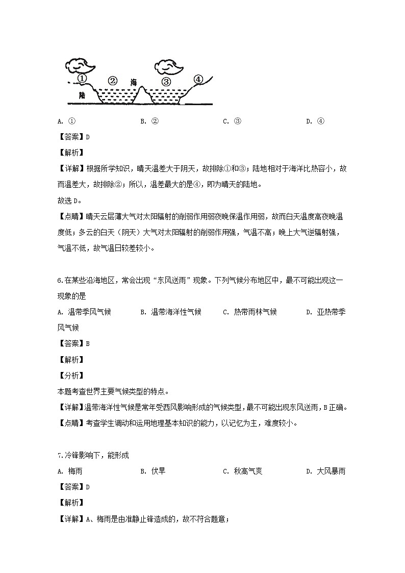 上海市奉贤区2019届高三一模考试地理试题+Word版含解析03