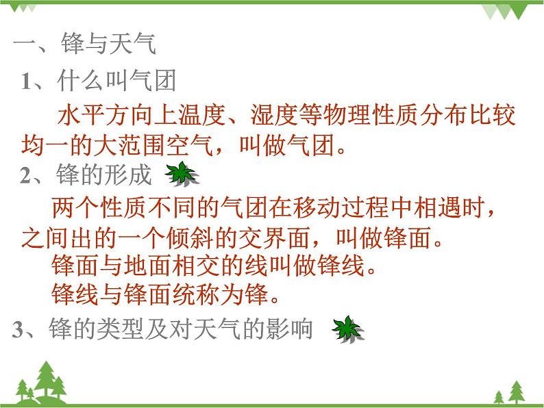人教版高中地理必修一2.3常见天气系统  课件PPT02