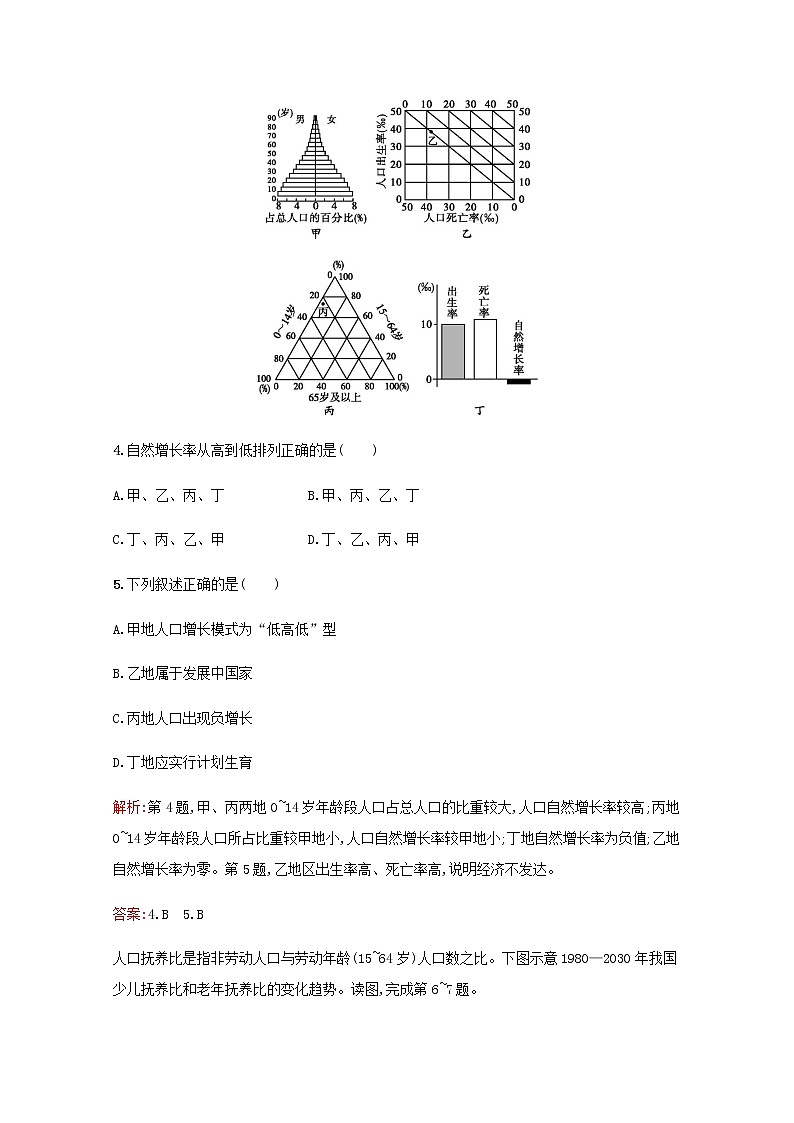 高中地理第一章人口的增长迁移与合理容量1人口增长的模式及地区分布作业含解析中图版必修2第2页