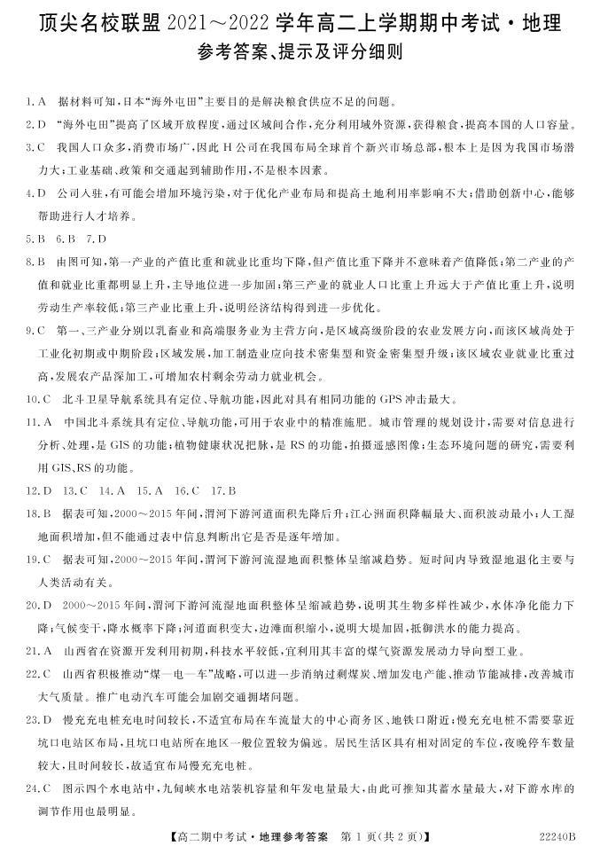 河南省顶尖名校联盟2021-2022学年高二上学期期中联考地理试题含答案01