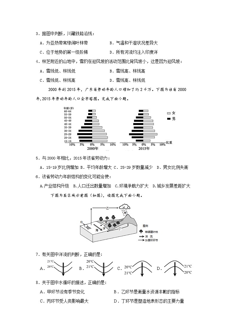 广东省广州市华南师大附中2022届高三上学期11月第三次月考地理试题第2页