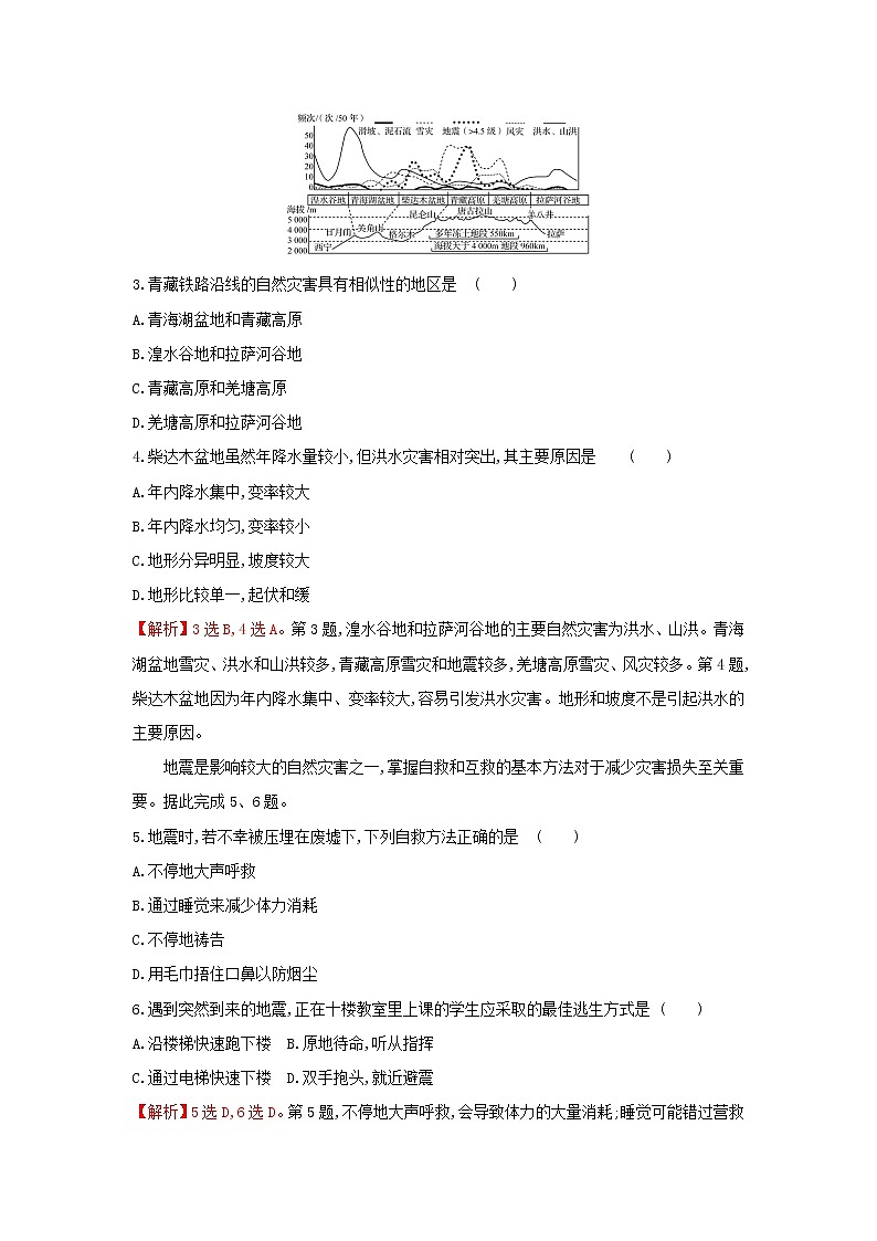 高中地理第三章常见自然灾害的成因与避防单元练含解析中图版02