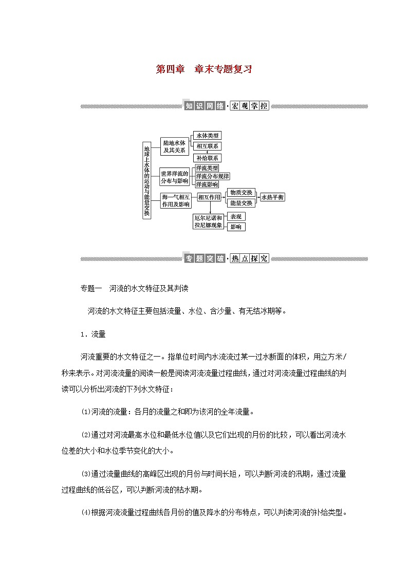 高中地理第四章地球上水的运动与能量交换章末专题复习学案中图版选择性必修1第1页