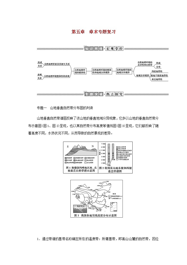 高中地理第五章自然地理环境的整体性和地域分异规律章末专题复习学案中图版选择性必修1第1页